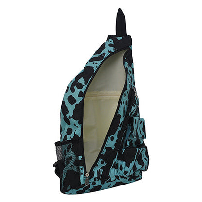 Neon Cow Turquoise Sling Backpack