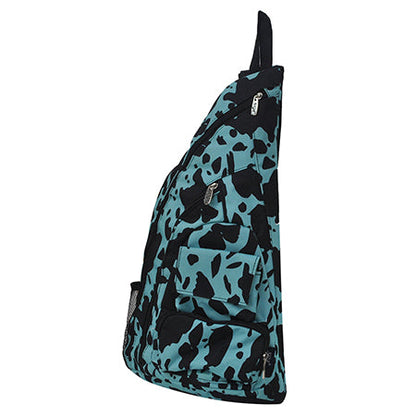 Neon Cow Turquoise Sling Backpack