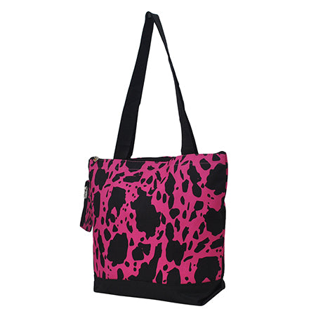 Neon Cow Hot Pink Canvas Tote Bag