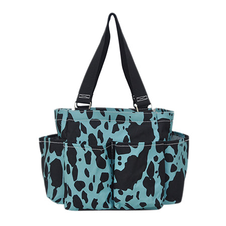 Neon Cow Turquoise Small Utility Tote