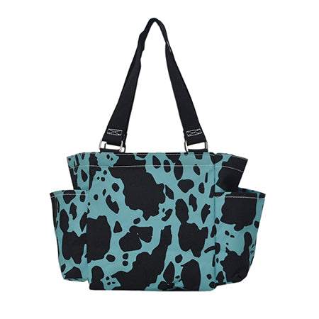 Neon Cow Turquoise Small Utility Tote