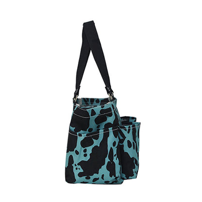 Neon Cow Turquoise Small Utility Tote