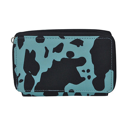 Neon Cow Turquoise Canvas All in One Wallet