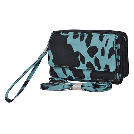 Neon Cow Turquoise Canvas All in One Wallet