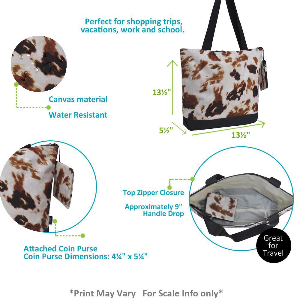 Cow Print Canvas Tote Bag