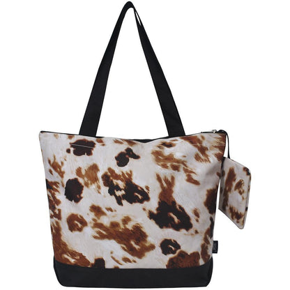 Cow Print Canvas Tote Bag