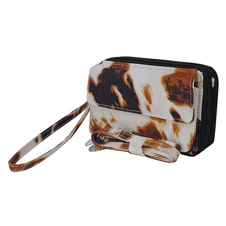 Cow Print Canvas All in One Wallet