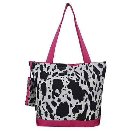 Black Cow Hot Pink Canvas Tote Bag