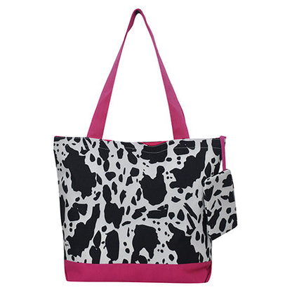 Black Cow Hot Pink Canvas Tote Bag