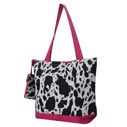 Black Cow Hot Pink Canvas Tote Bag