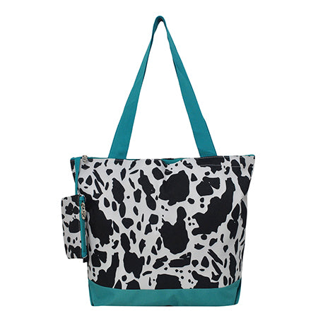 Black Cow Turquoise Canvas Tote Bag