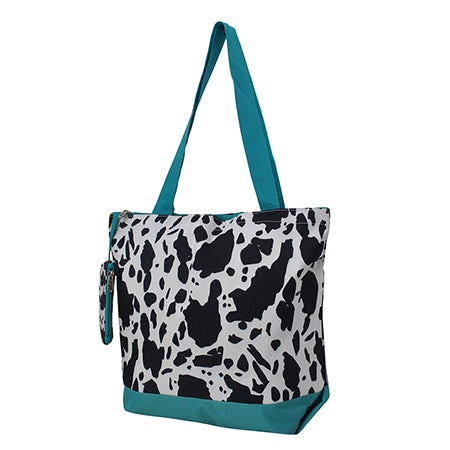 Black Cow Turquoise Canvas Tote Bag