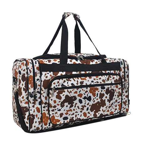 Mocha Cow Canvas 23" Duffle Bag