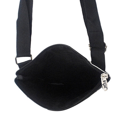 Black Cowhide Messenger Hipster Bag