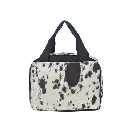 Black Cowhide Insulated Lunch Bag