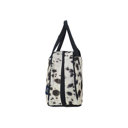 Black Cowhide Insulated Lunch Bag