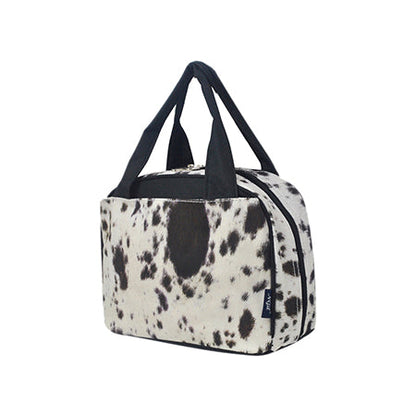 Black Cowhide Insulated Lunch Bag