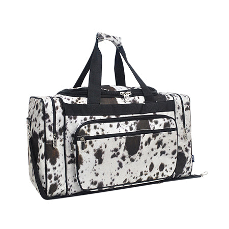 Black Cowhide Canvas 20" Duffle Bag