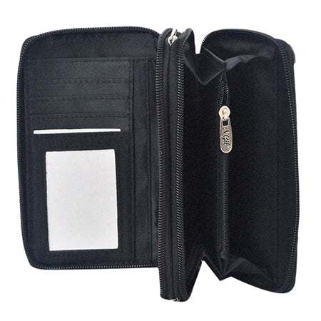 Black Cowhide Canvas All in One Wallet