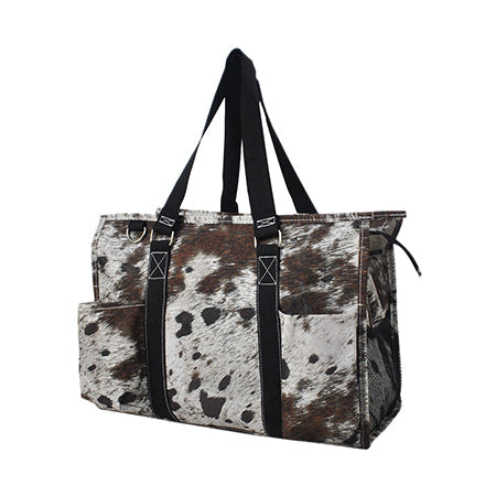 15" Chic Cow Zippered Caddy Organizer Tote Bag