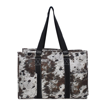 18" Chic Cow Zippered Caddy Large Organizer Tote Bag