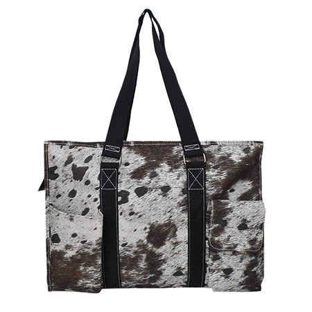 18" Chic Cow Zippered Caddy Large Organizer Tote Bag