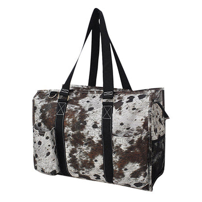 18" Chic Cow Zippered Caddy Large Organizer Tote Bag