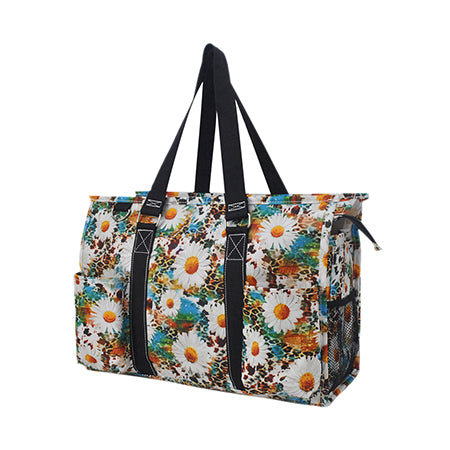 15" Wild Daisy Zippered Caddy Organizer Tote Bag