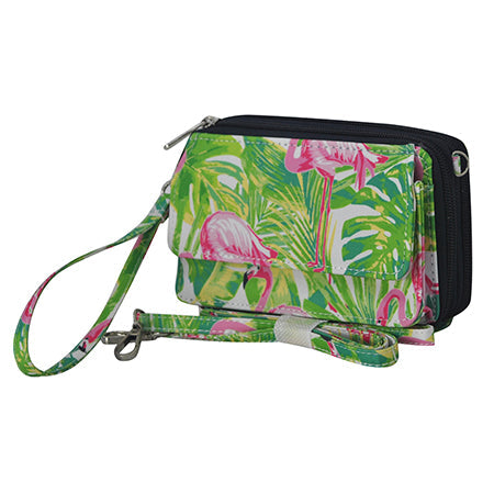 Tropical Flamingo Canvas All in One Wallet