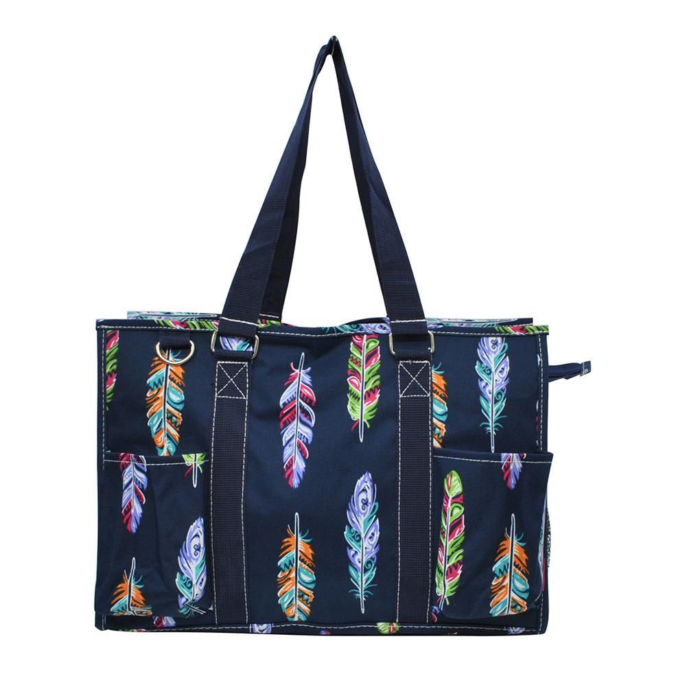 15" Feather Zippered Caddy Organizer Tote Bag