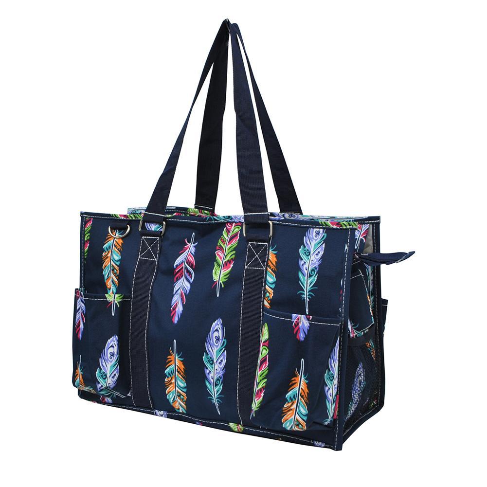 15" Feather Zippered Caddy Organizer Tote Bag