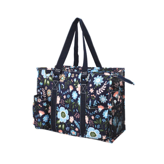 15" Pastel Floral Zippered Caddy Organizer Tote Bag