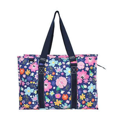 15" Lilac Floral Zippered Caddy Organizer Tote Bag