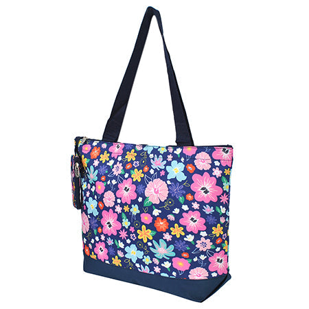 Lilac Floral Canvas Tote Bag