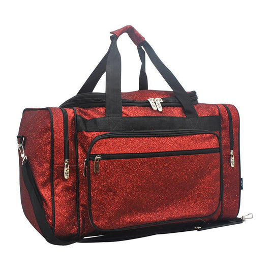 Red Glitter Canvas Carry on 20" Duffle Bag