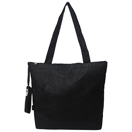 Black Glitter Canvas Tote Bag