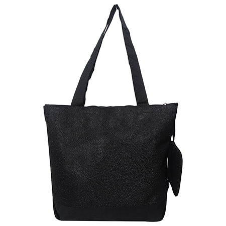 Black Glitter Canvas Tote Bag