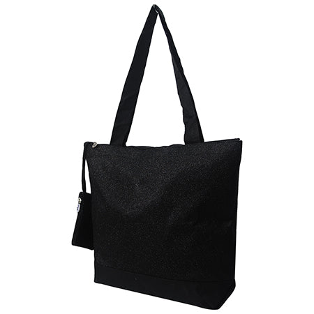 Black Glitter Canvas Tote Bag