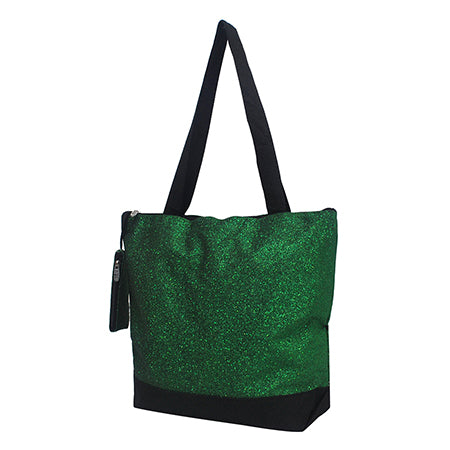 Green Glitter Canvas Tote Bag