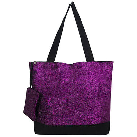 Purple Glitter Canvas Tote Bag