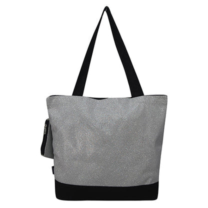 Silver Glitter Canvas Tote Bag