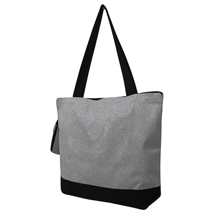 Silver Glitter Canvas Tote Bag