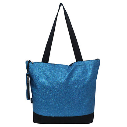 Turquoise Glitter Canvas Tote Bag