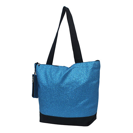 Turquoise Glitter Canvas Tote Bag