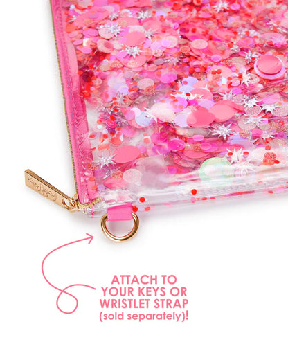 Hot Pink Glitter Confetti Everything Pouch