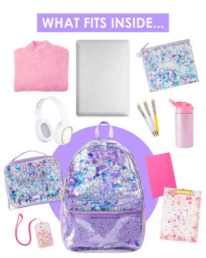 Purple Glitter Confetti Backpack