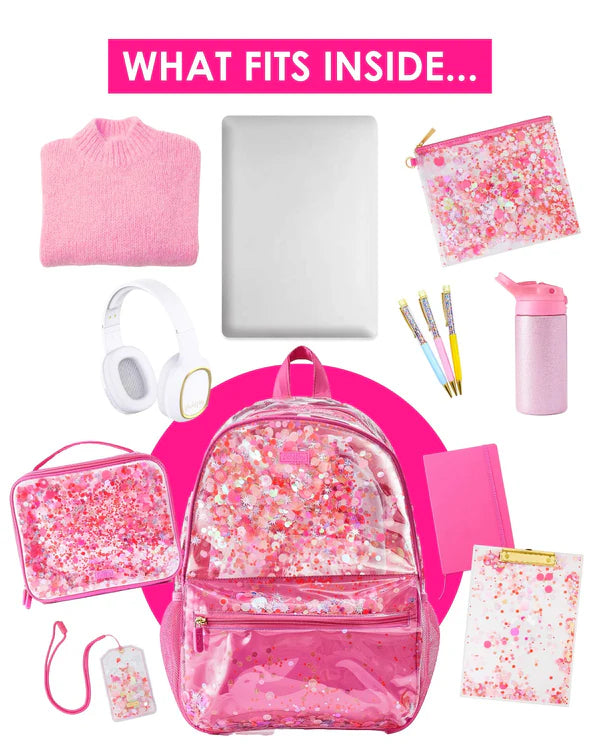 Hot Pink Glitter Confetti Backpack