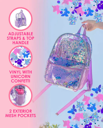 Purple Glitter Confetti Backpack & Lunchbox Matching Set