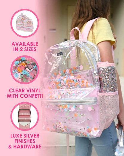 Pink Flower Glitter Confetti Backpack & Lunchbox Matching Set