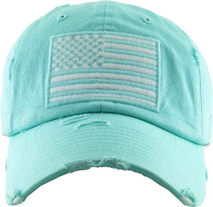 American Flag Washed Vintage Distressed Baseball Cap